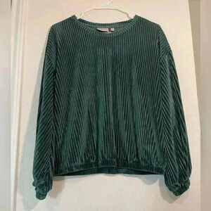 Dantelle Green Long Sleeve Velour Top Womens Size Small